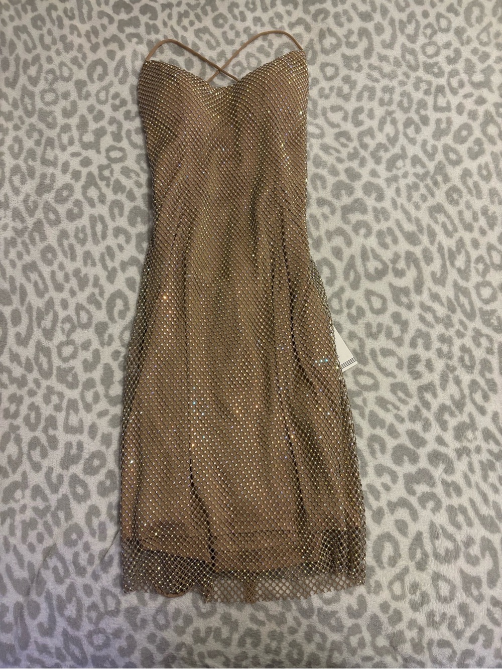 Alyce Paris Backless Metallic Mesh Dress - Gold
